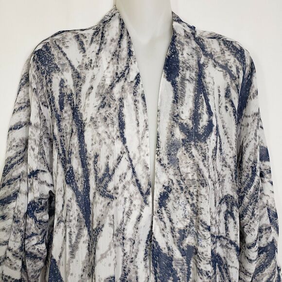 Studio Works Womens Cardigan Size Small Open Front 3/4 Sleeve Blue Gray Sheer - Picture 3 of 11